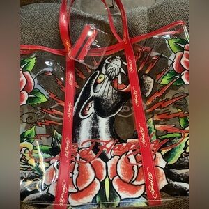 New Ed Hardy Red and Black Graphic Tote